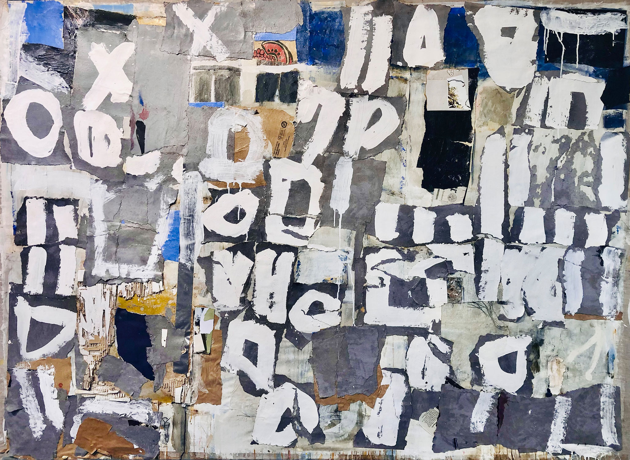 "Graucollage" · 140 x 160 cm · Acryl/mixing technique on canvas 2021