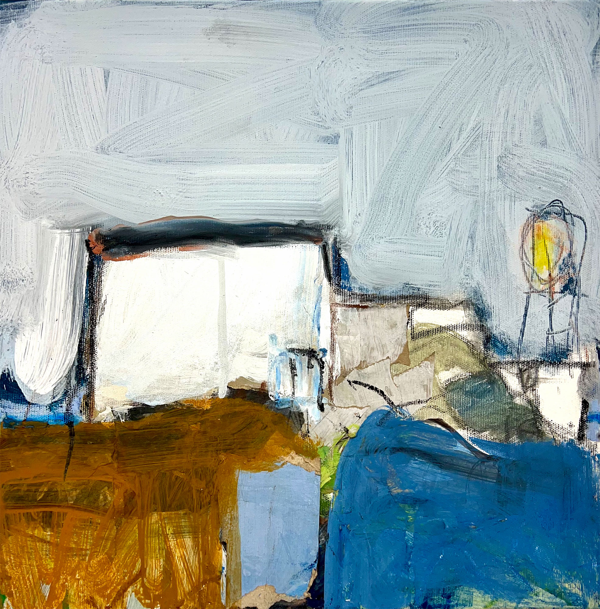 "Cap F" ·  40 x 40 cm · Mischtechnik/Collage auf Leinwand · 2023