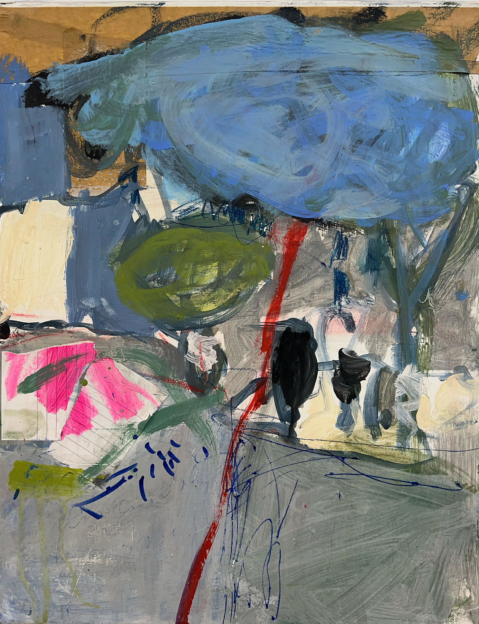 "On the Beach" · 40 x 30 cm · Mischtechnik/Collage auf Leinwand · 2023