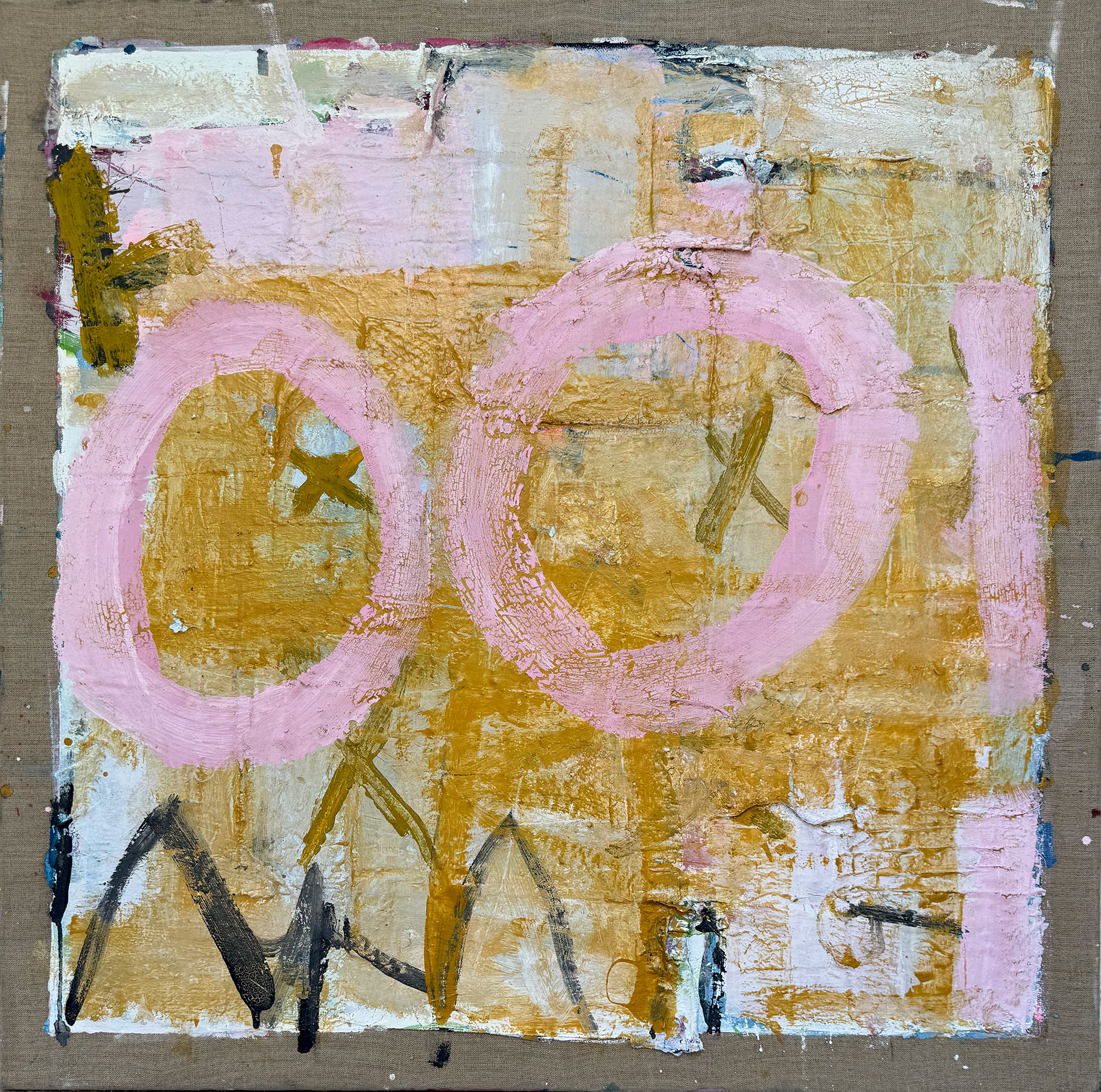 Painting "silence us golden" mixed media on canvas