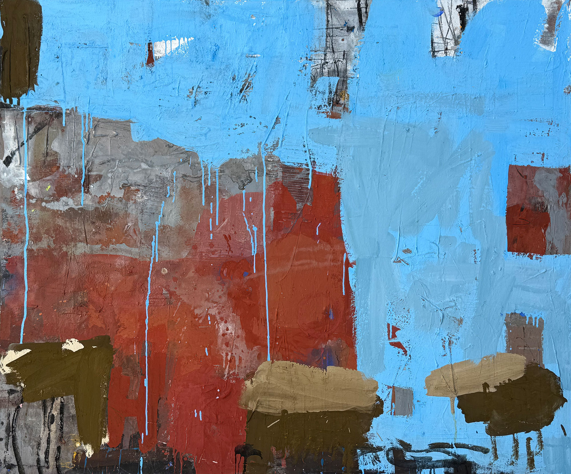 "Puerto Azul" in 140 x 140 cm with mixed media on canvas 2025