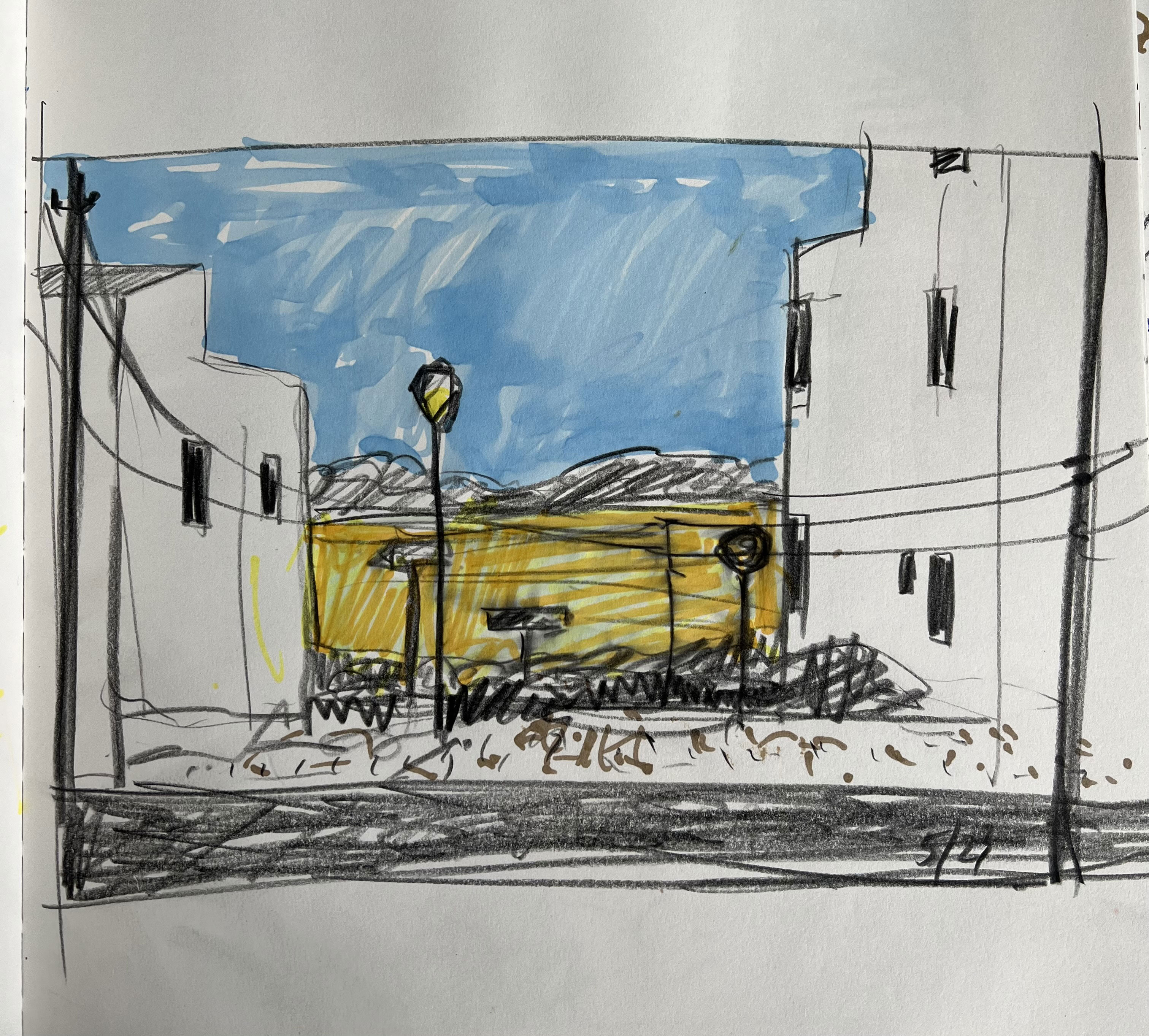 "Portocolom backside" ·  ca.20 x 27 cm · Marker · 2023